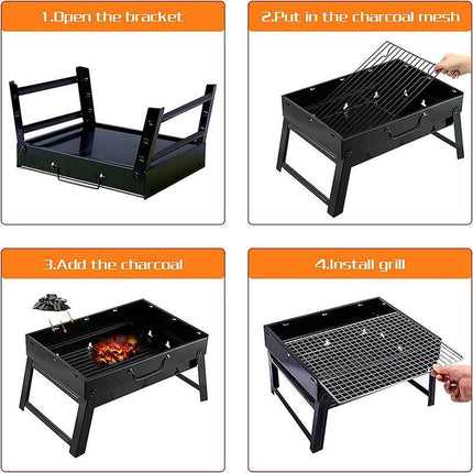 Outdoor Camping Portable & Foldable Charcoal BBQ Grill Hibachi Picnic Barbecue - Aimall