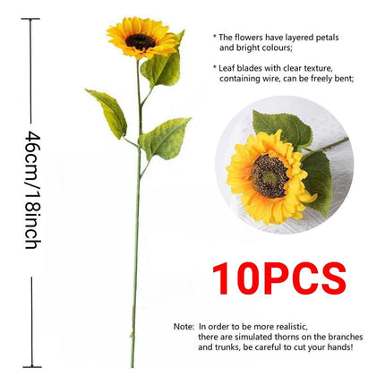 10pcs Artificial Sunflower Bouquet Fake Flower Arrangement Indoor Home Decor Set