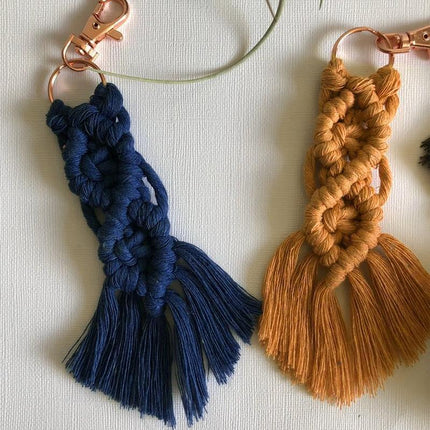 Boho Macrame Keychain with Tassel Pendant