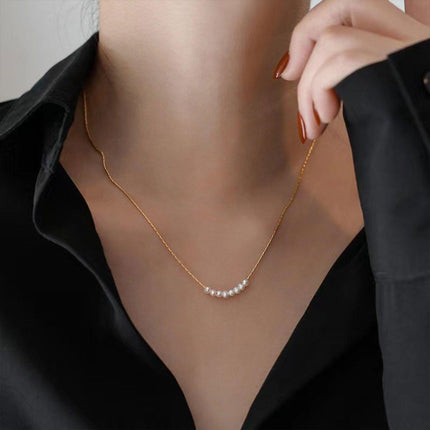 Gold Geometric Pearl Necklace Simple Elegant Temperament Daily Versatile Gift