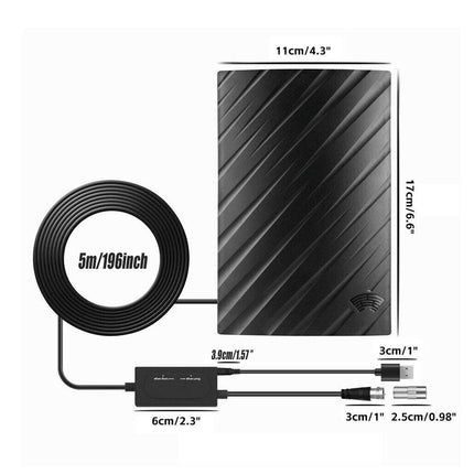 500 Mile HDTV Digital TV Antenna 4K 1080P Amplified Indoor Signal Booster Black