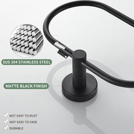 Stainless Steel Oval Hand Towel Ring Rack Rail Holder Wall Mounted Bathroom Tool