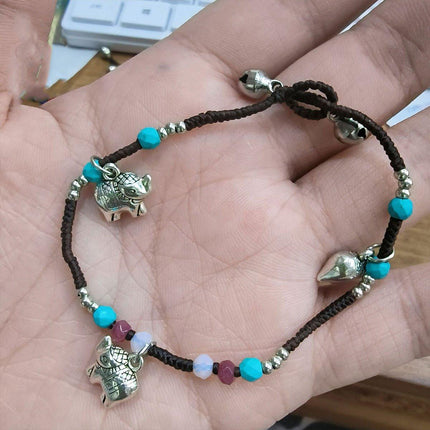Handmade Tibetan Style Bracelet Nepal Copper Natural Stone Beads Jewelry