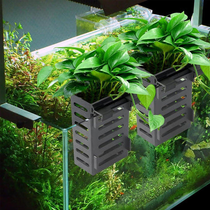 2Sets Aquarium Hydroponic Plant Holder Plastic Square Hollow Cage Storage Basket