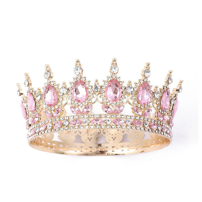 Pink Tiara Crown for Bride Wedding Birthday Bar Mitzvah Party Accessories