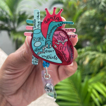 3PCS Nurse Medical Heart Shaped Student ID Badge Tag Easy Closure Lanyard Holder