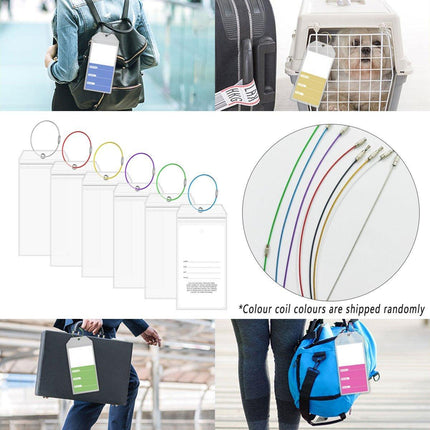 2/10PCS Cruise Ship Luggage Tags Holders Zip Pouch Keyring Steel Wire Cable
