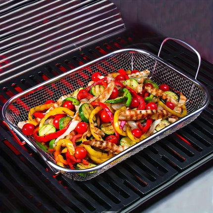 Stainless Steel Square Barbecue Basket Multifunctional Tray Grilling Vegetables