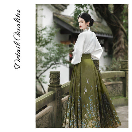 Spring Autumn Hanfu Set for Women Improved Daily Wear Commuting Horse Skirt