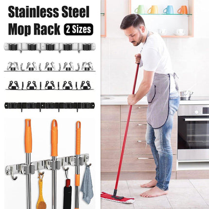 Punch-free Wall Mounted Mop Rack Nail-free Storage Rack Multi-use Mop Holder