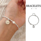 S925 Silver Handmade Bamboo Link Heart and Pearl Pendant Bracelet INS Style Jewelry