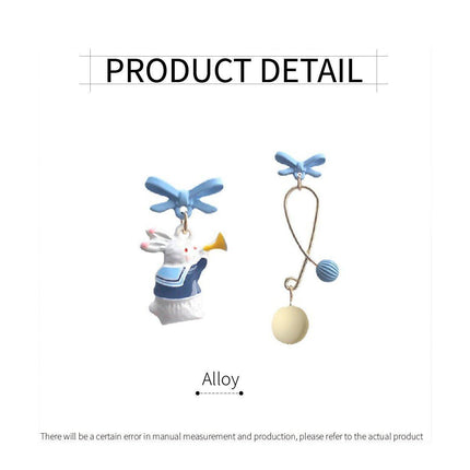 Cute Bunny Asymmetrical Earrings Sweet Jewelry Women Fashion Accessories