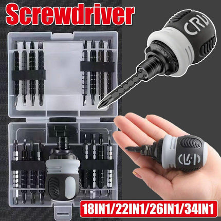 Ratchet Screwdriver Set with Sleeve Dual Head Screwdriver Expansion Cross Bits