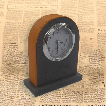 Classic Hotel Alarm Clock Quartz Movement Faux Leather Design with Clear Display