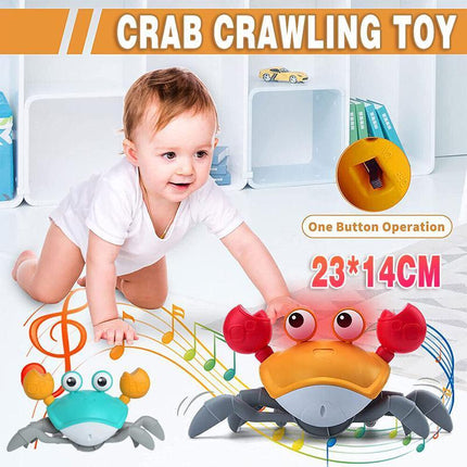 Electric Music Crawling Crab Baby Toy LED Light Up Kids Toddler Interactive Toys - Aimall