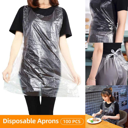 100pcs Disposable Transparent Apron Waterproof Anti Fouling for Kitchen Catering