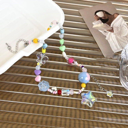 Colourful Hearts Transparent Star Necklace Sweet Fashion Jewellery for Women