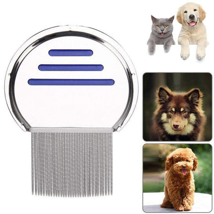 Stainless steel flea comb for effective lice and nit removal in pets