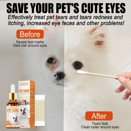 Pet Eye Tear Stain Remover Drops Wash for Dogs and Cats Cleans Eye Discharge