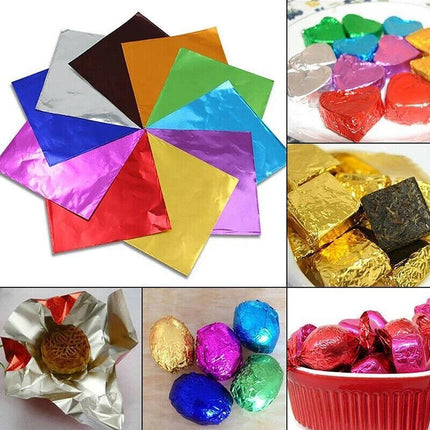 100PCS Tin Foil Aluminium Wrapping Square Chocolate Wrappers 10CM - Aimall