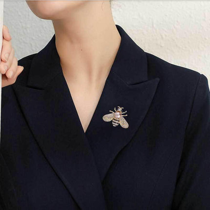 Fashion Enamel Rhinestone Insect Brooches for Women Men Bee Crystal Jewelry Gift