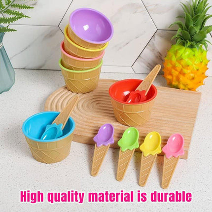 7Pc Set Colourful Ice Cream Cups and Bowls with Spoons Dessert Gift Set