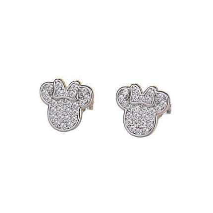 Cute Mouse Girls Clear Crystal Earrings Iced Out Cute Lady's Gift Accessory - Aimall