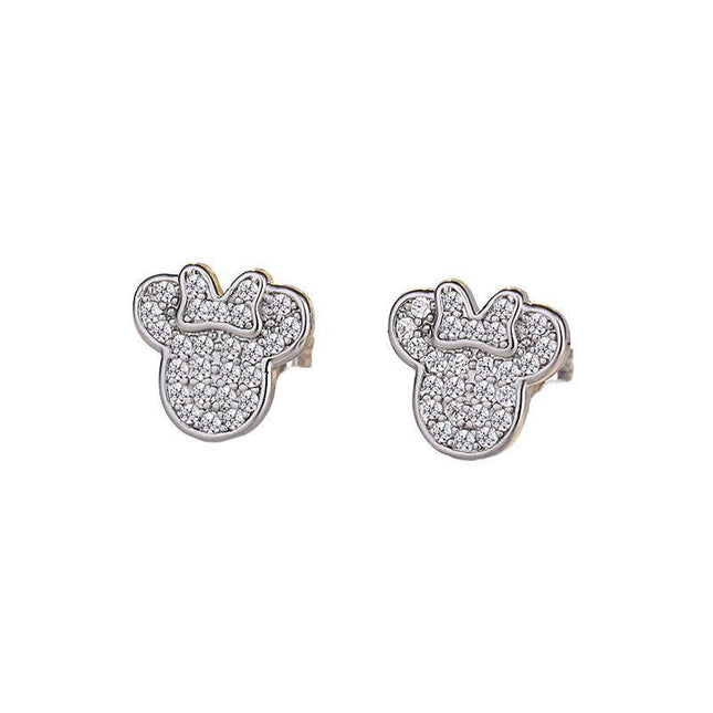 Cute Mouse Girls Clear Crystal Earrings Iced Out Cute Lady's Gift Accessory - Aimall