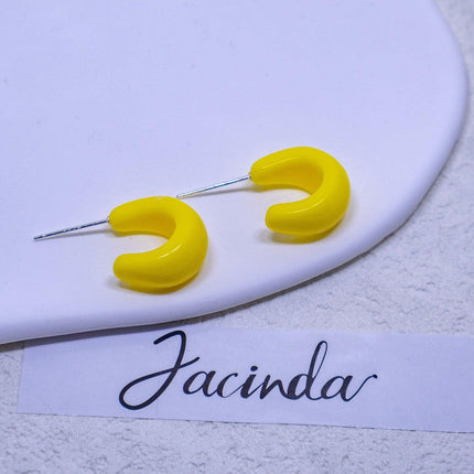 Candy Colour Letter C Stud Earrings Minimalist Design Fashion Jewellery Women