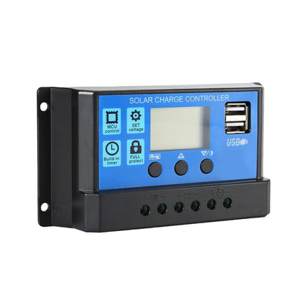 20A Solar Charge Controller 12V 24V LCD 2 USB Ports Lead-Acid Regulator