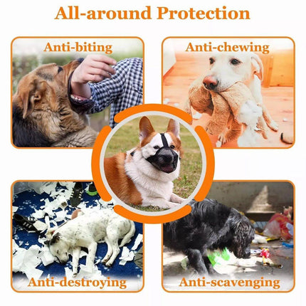 2PCS Adjustable Mesh Pet Dog Muzzle Mask Mouth Cover No Bite Strap Mouth Cover