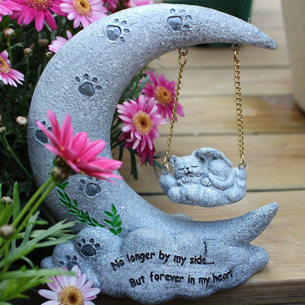 Moon Resin Pet Memorial Tombstone Ornament Garden Decoration for Lost Pets