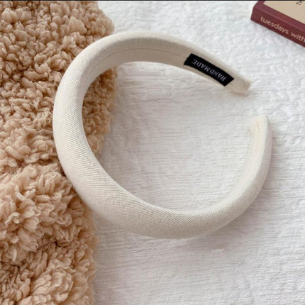 Women Thick Padded Wide Headband Sponge Hairband Wedding Party Plain - Aimall