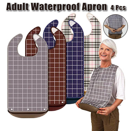 4X Elderly Bib for Eating Women/Men Bib-Washable Reusable Waterproof Apron
