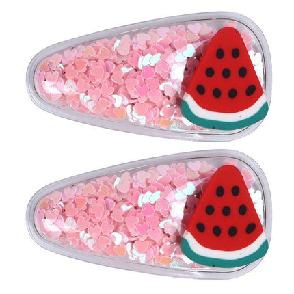 2PCS Cartoon Fruit Sequins Girl Hair Clips Baby Transparent Kids Birthday Party - Aimall