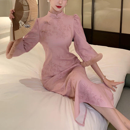 Pink New Elegant Cheongsam Qipao Chinese Traditional Modified Dress Women Fashion - Aimall