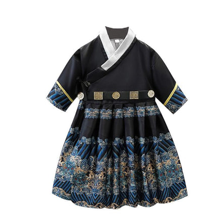 Navy Hanfu Boys Girl Traditional Chinese Dress Clothes Ancient Children's Performance - Aimall