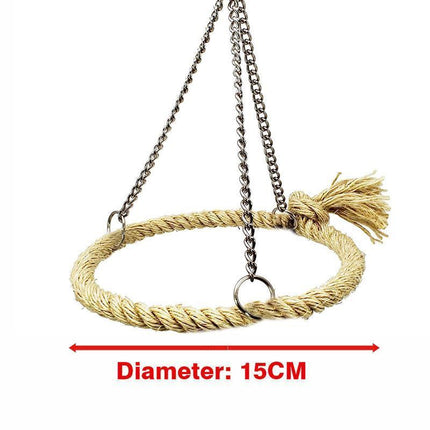 Parrot Rope Ring Swing Toys Budgie Cockatiel Hanging Cage Hammock Perch Bird Toy - Aimall