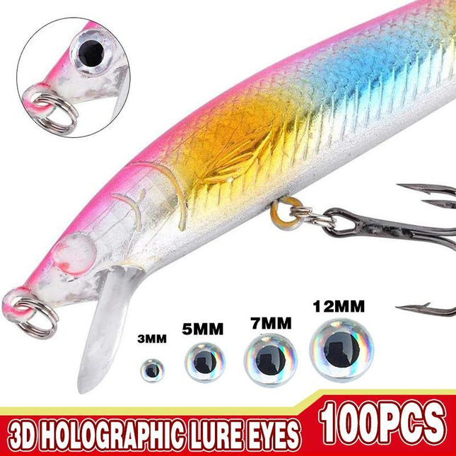 100PCS Fish Eyes 3D Holographic Lure Eyes Fly Tying Jigs Crafts Dolls - Aimall