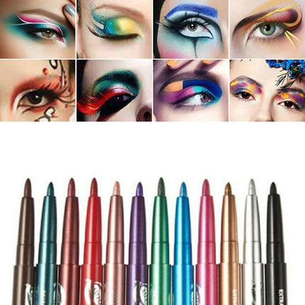 12 Colours Eyeliner Pencil Cosmetic Tool Makeup Pen Set Eye Shadow Glitter - Aimall