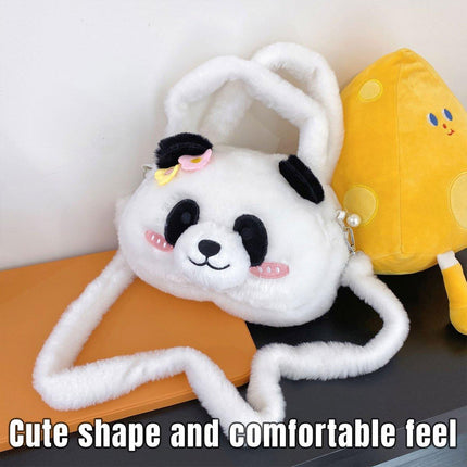 Kids Cartoon Panda Crossbody Bag Plush Ladies Shoulder Bag Cute Panda Design