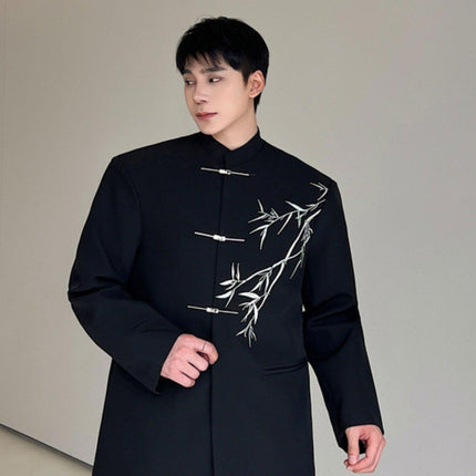 Chinese Tang Suit Jacket Mens Traditional Republic Style Mandarin Collar Coat