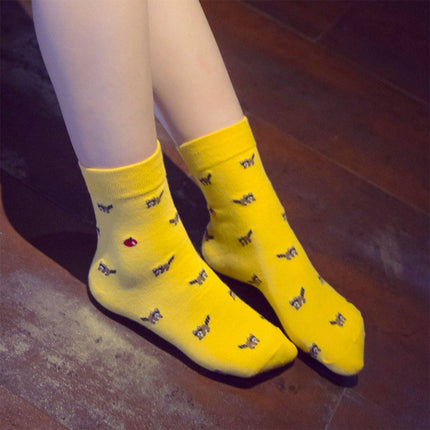 Cute Cat Design Women Cotton Socks Fun Cartoon Cute Tube Socks for Casual Wear