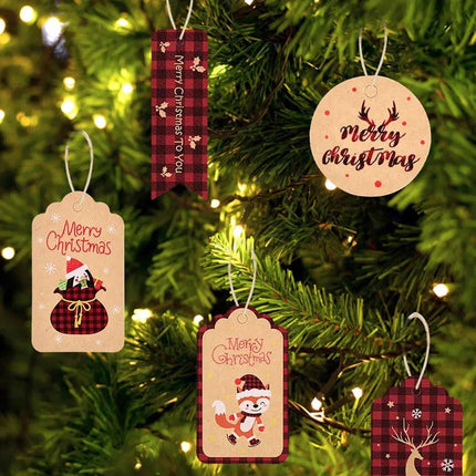 50PCS Christmas Kraft Paper Gift Tags Vintage Holiday Party Card Packaging Decor
