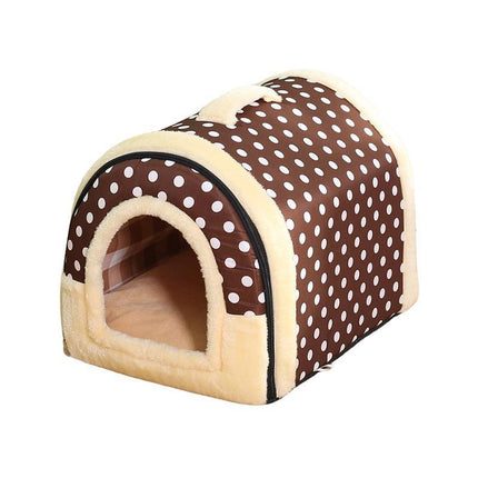 S Size Pet House Kennel Soft Igloo Beds Cave Cat Puppy Bed Warm Cushion Fold - Aimall