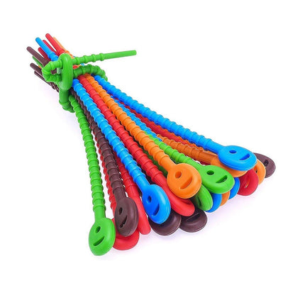 50PCS Reusable Silicone Sealing Cable Ties Food Storage Bag Clips Cord With Hole