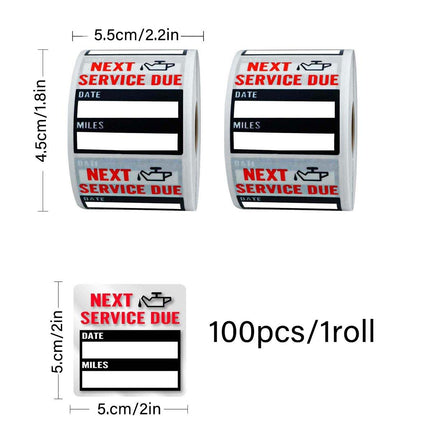 2Rolls Car Oil Change Maintenance Reminder Stickers for Vehicle Service Tracking