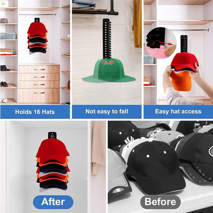 Multi Tier Wall Mounted Hat Storage Rack Cap Organizer for Baseball Hats and Cap