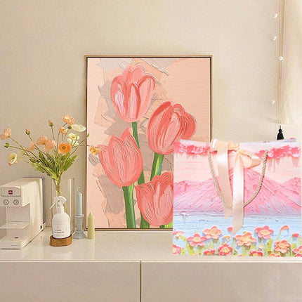 50PCS Cloud Mountain Petals Cream Wind Stereo Oil Painting Paper for Gift Wrapping