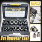 15pcs Impact Damaged Bolt Nut Screw Remover Tool Kit Socket Threading Extractor